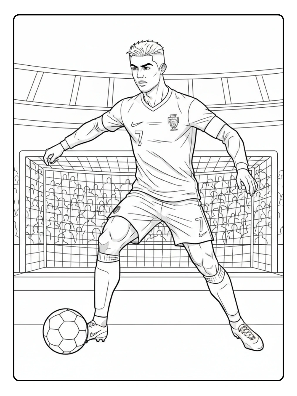 Cristiano Ronaldo da Colorare – Con pallone da calcio