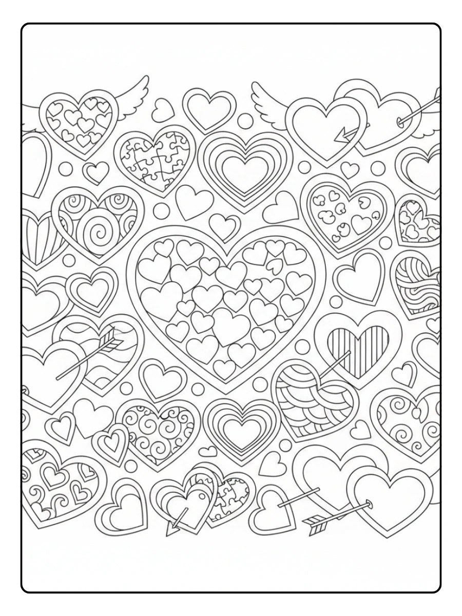 Cuori di San Valentino da Colorare – Collezione di cuori romantici