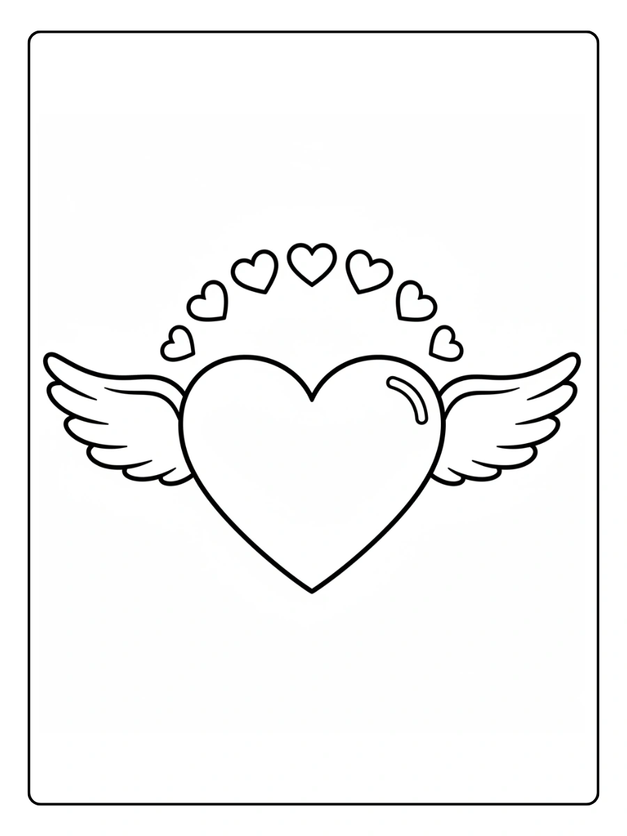 Cuori di San Valentino da Colorare – Cuore con ali
