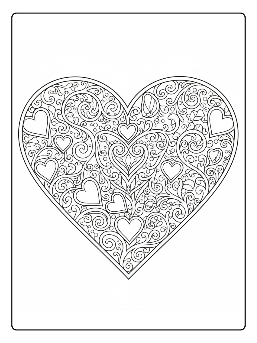 Cuori di San Valentino da Colorare – Cuore dettagliato