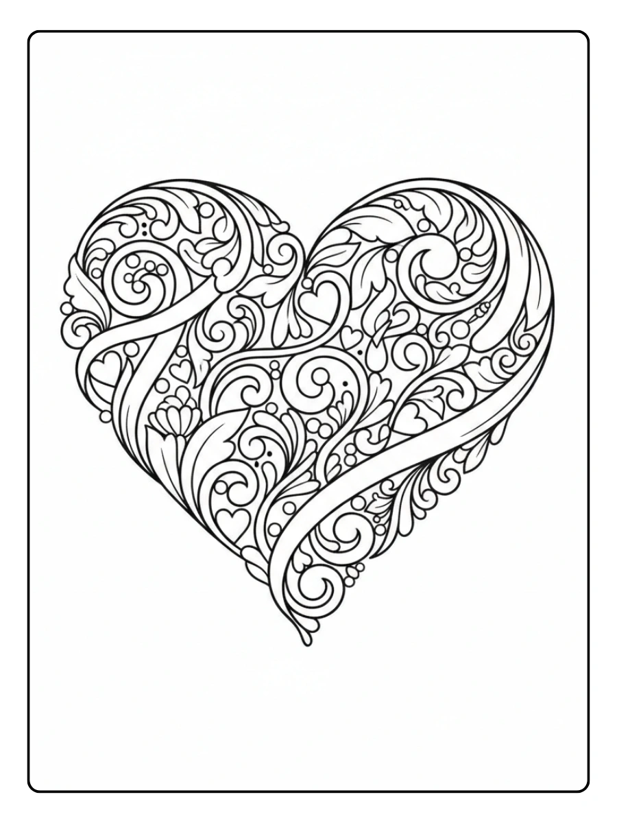 Cuori di San Valentino da Colorare – Cuore elegante