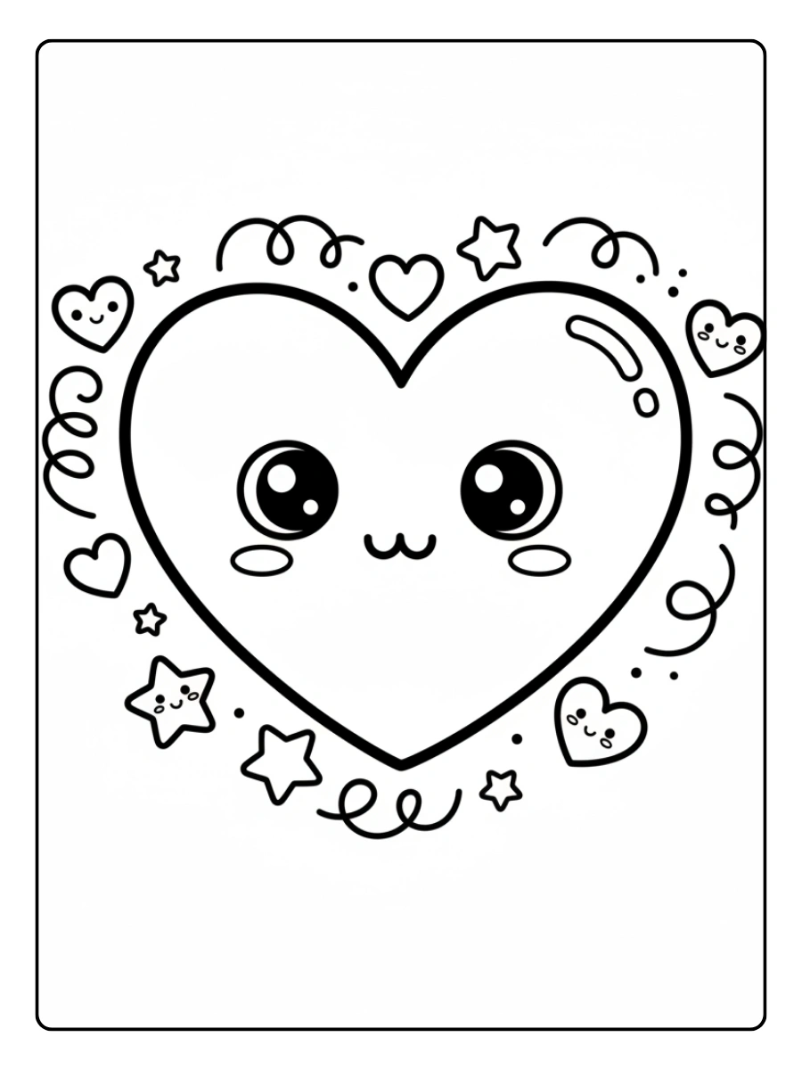 Cuori di San Valentino da Colorare – Cuore kawaii
