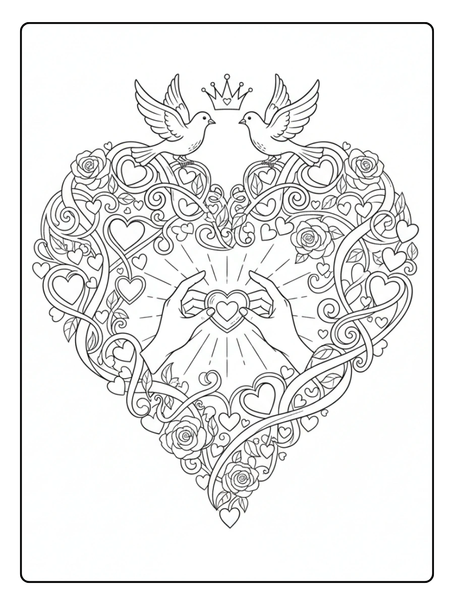 Cuori di San Valentino da Colorare – Cuore romantico