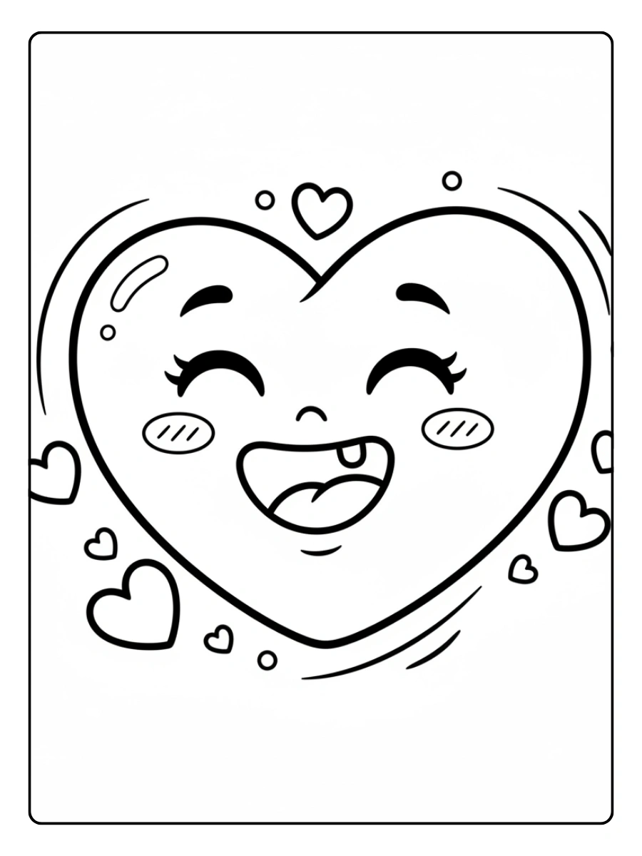 Cuori di San Valentino da Colorare – Cuore sorridente