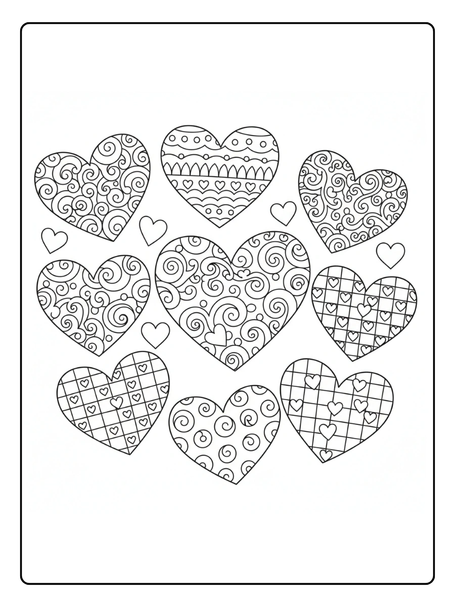 Cuori di San Valentino da Colorare – Cuori decorativi
