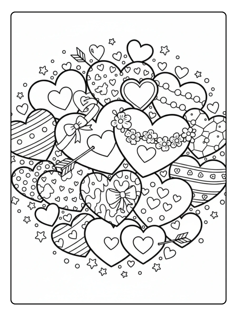 Cuori di San Valentino da Colorare – Cuori festivi