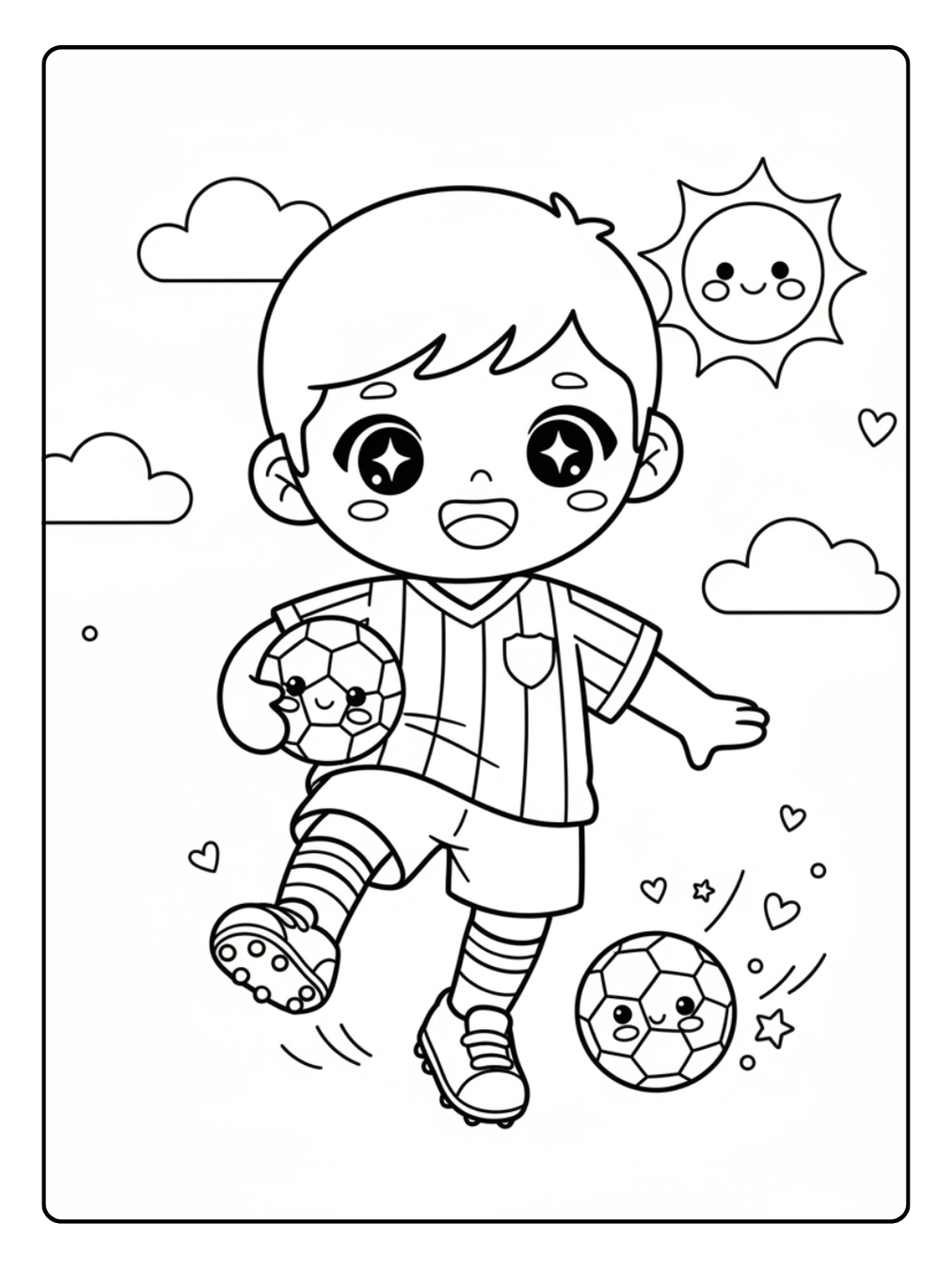 Disegni Calcio da Colorare – Calciatore kawaii