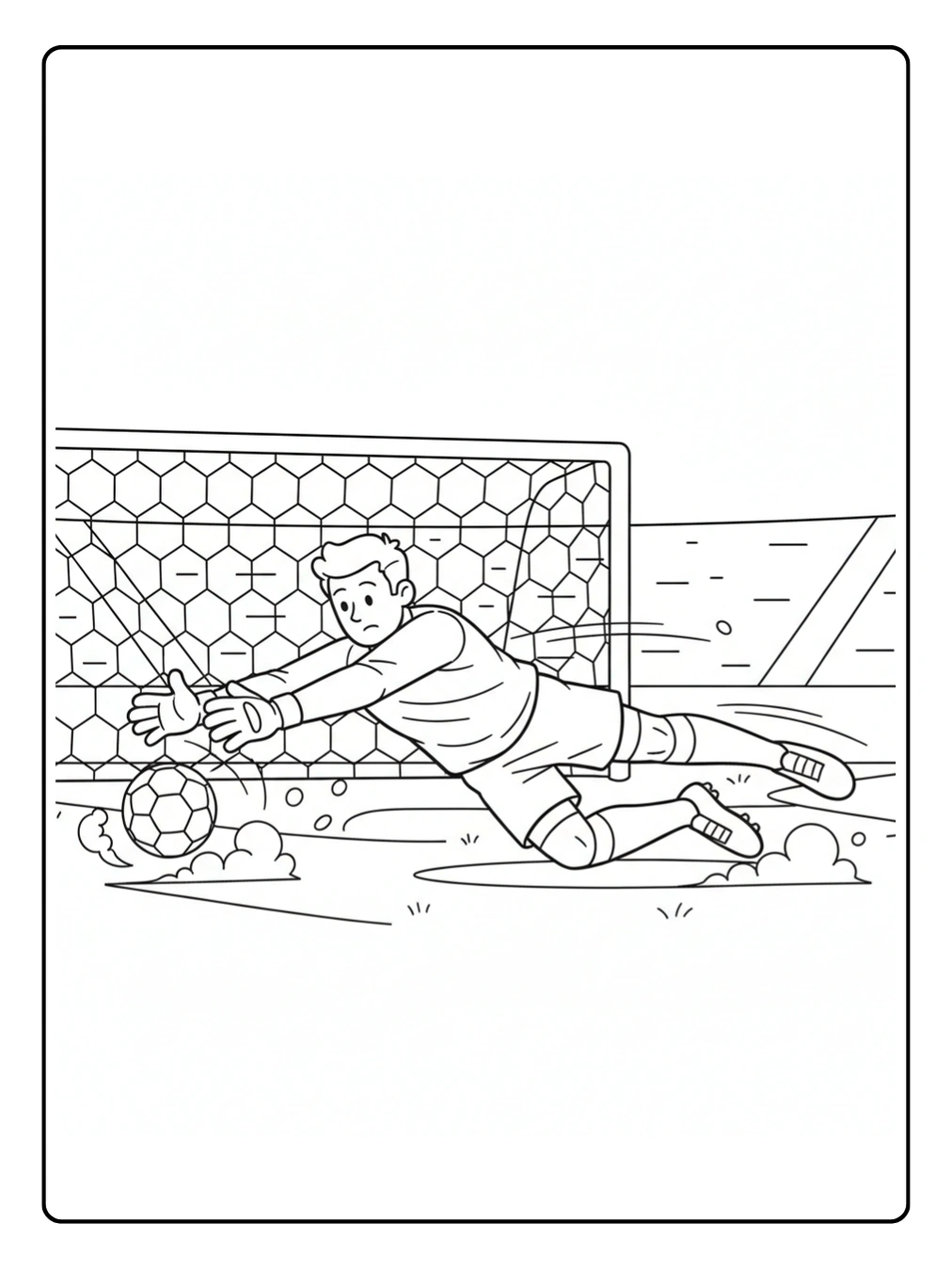 Disegni Calcio da Colorare – Portiere in tuffo