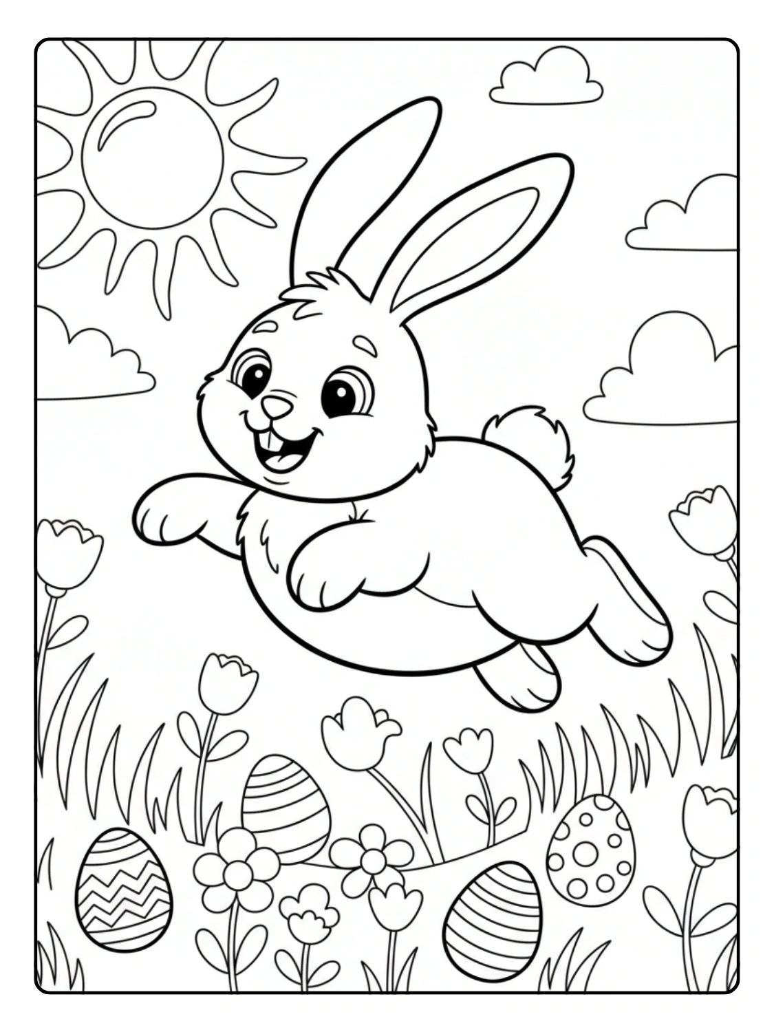 Disegni Coniglio di Pasqua da Colorare – Coniglio che salta nel prato