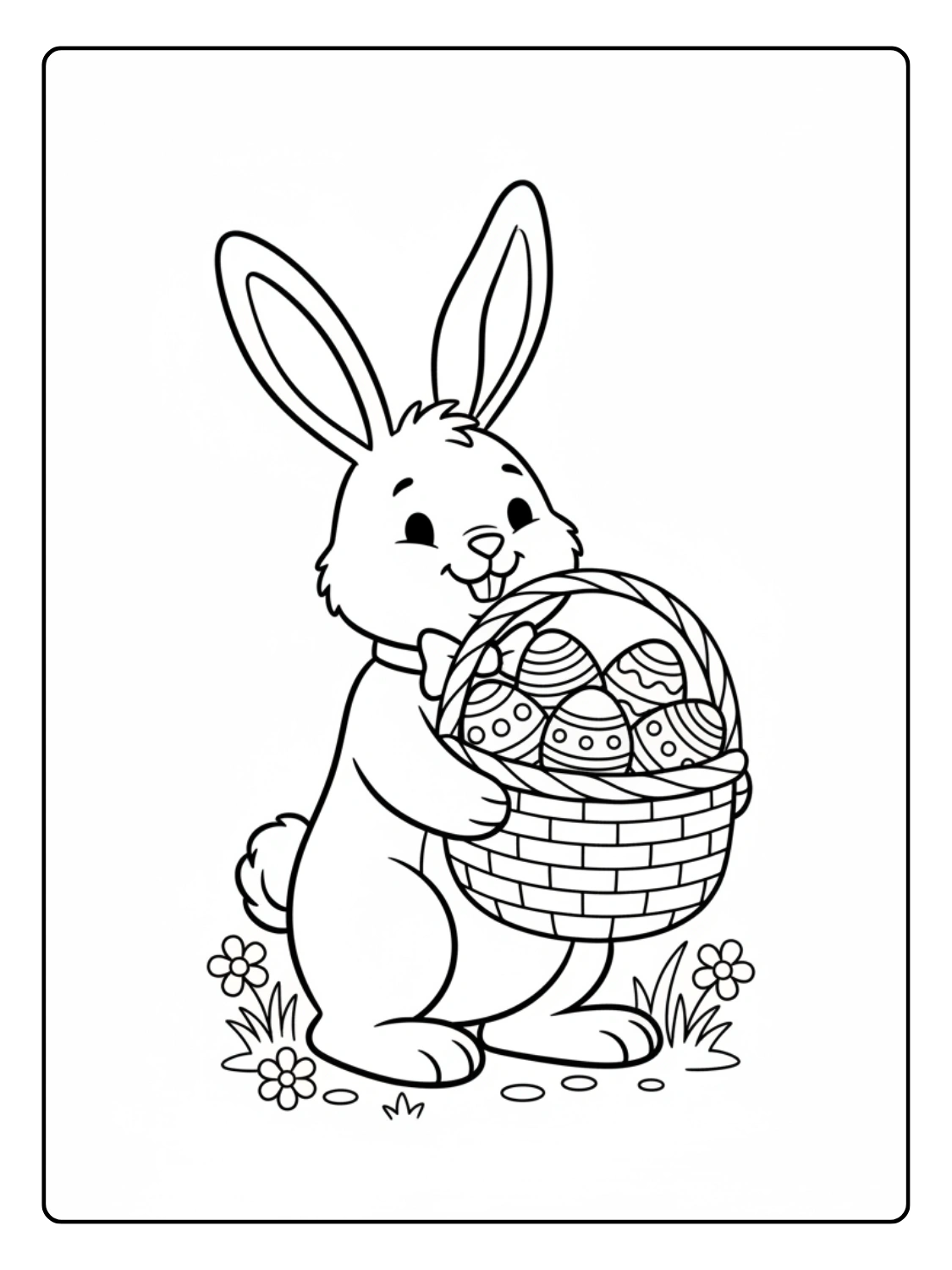 Disegni Coniglio di Pasqua da Colorare – Coniglio con cestino di uova