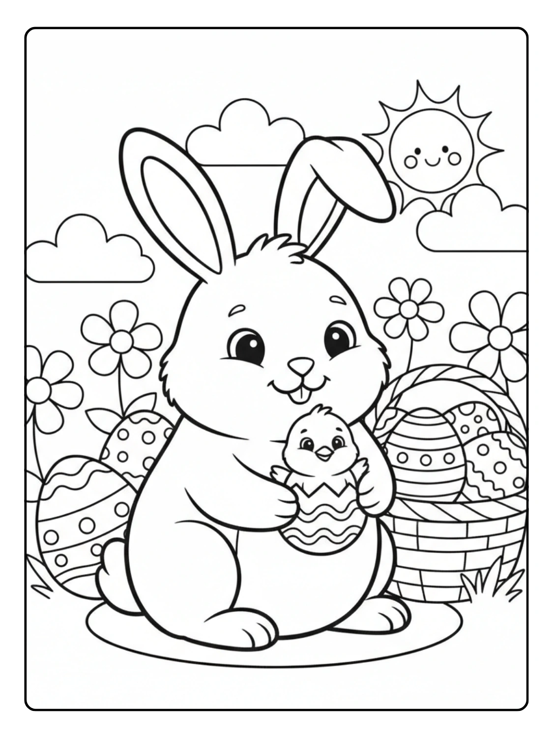 Disegni Coniglio di Pasqua da Colorare – Coniglio con pulcino