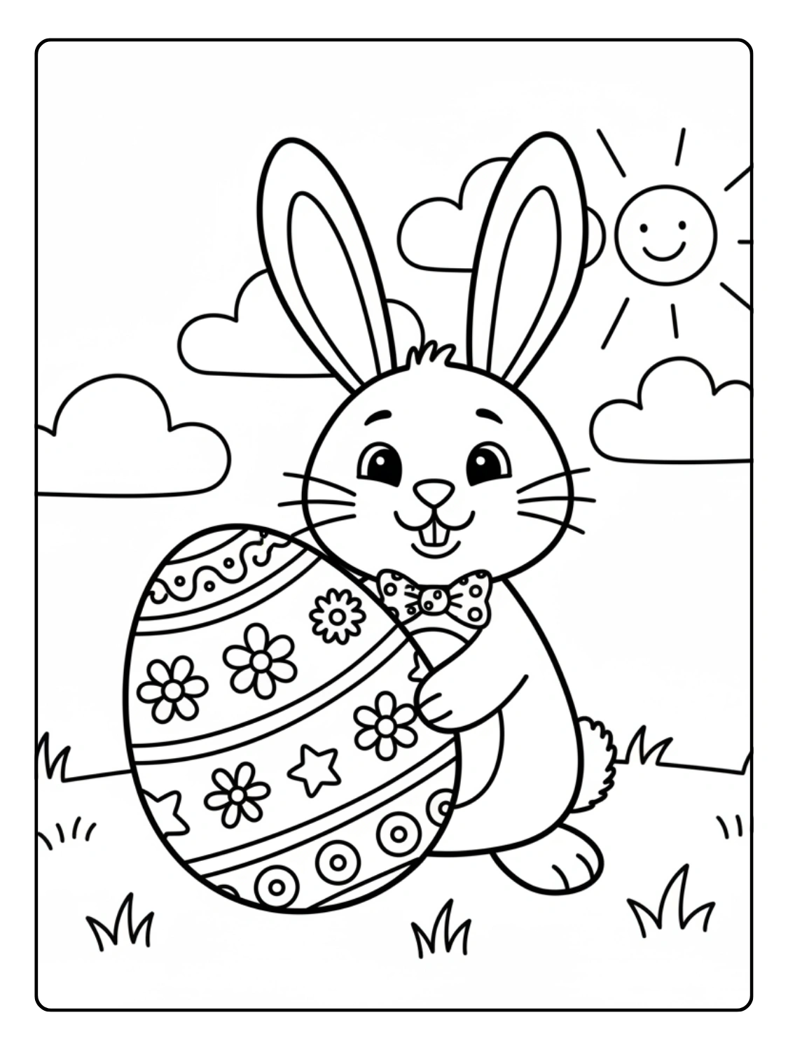 Disegni Coniglio di Pasqua da Colorare – Coniglio con uovo gigante