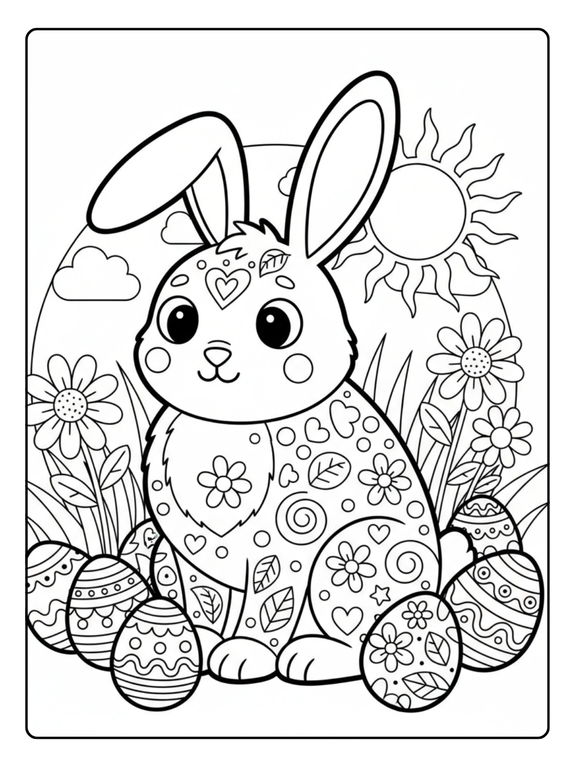 Disegni Coniglio di Pasqua da Colorare – Coniglio dettagliato per adulti