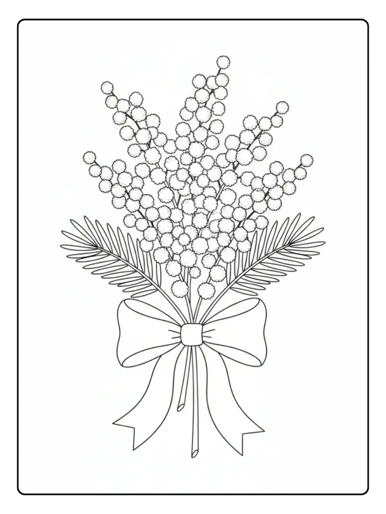 Disegni Mimosa da Colorare – Mimosa con fiocco