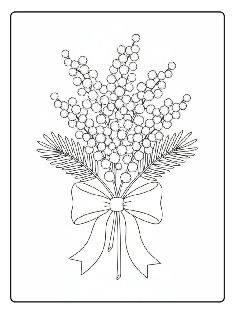 Disegni Mimosa da Colorare – Mimosa con fiocco