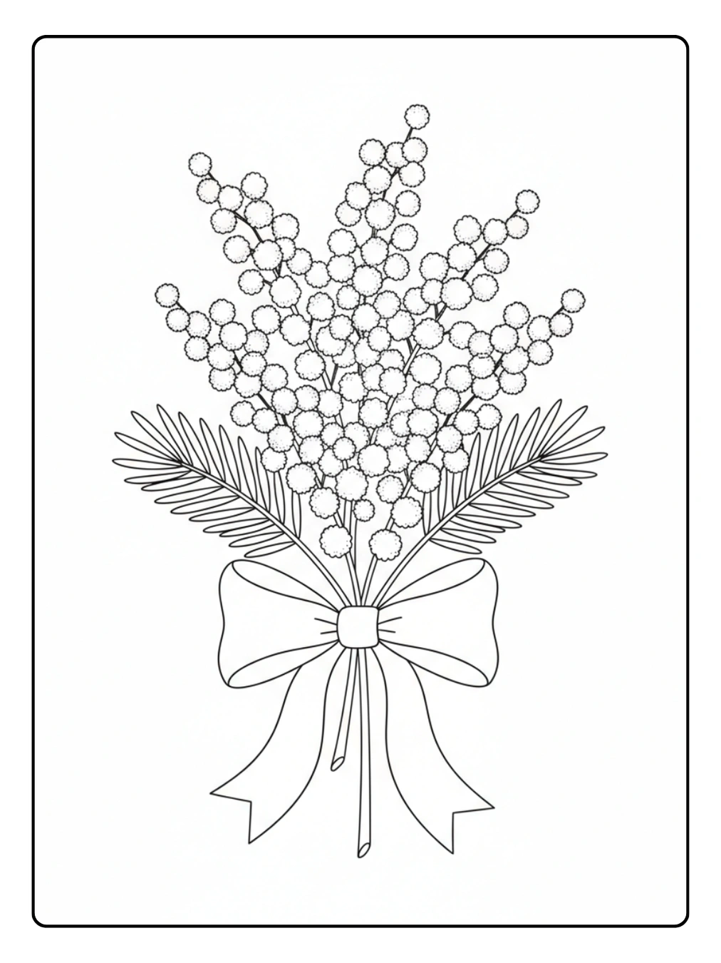 Disegni Mimosa da Colorare – Mimosa con fiocco