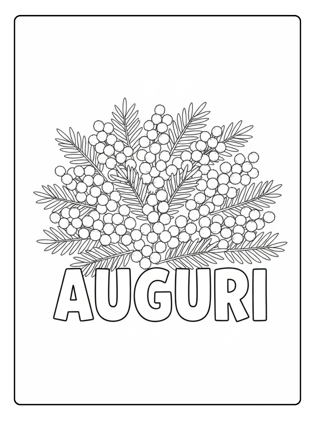Disegni Mimosa da Colorare – Mimosa con scritta Auguri