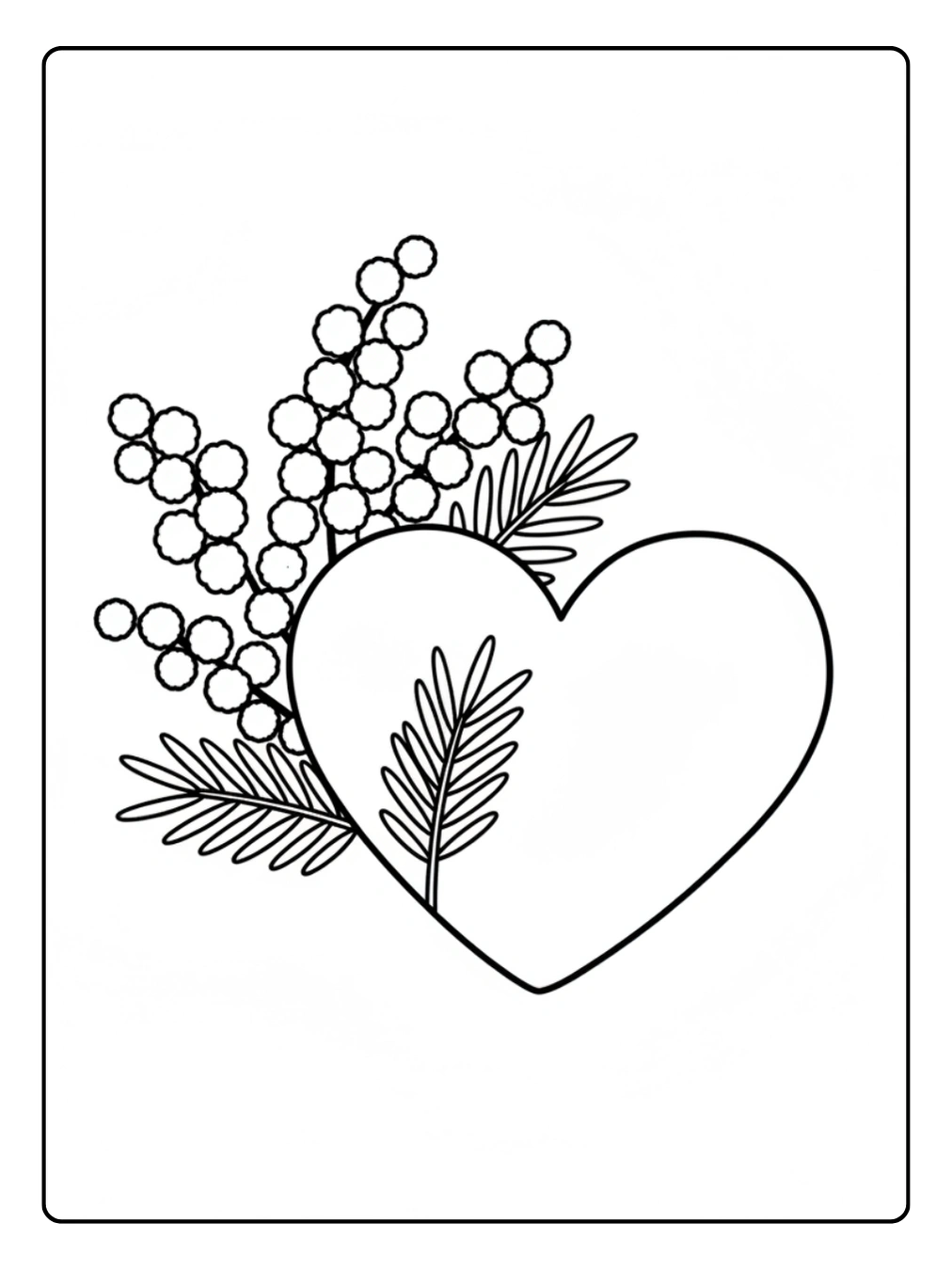 Disegni Mimosa da Colorare – Mimosa e cuore