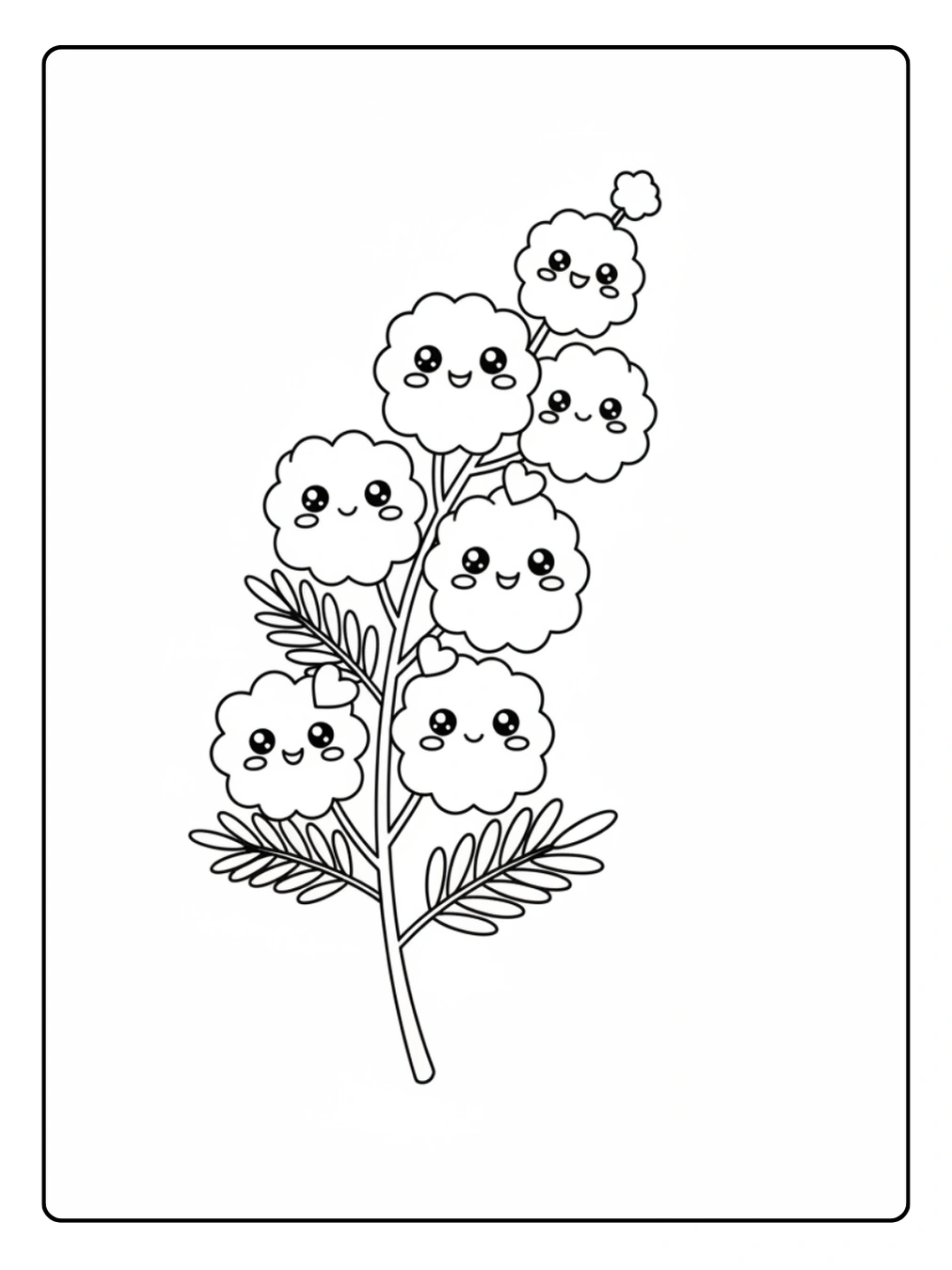 Disegni Mimosa da Colorare – Mimosa kawaii