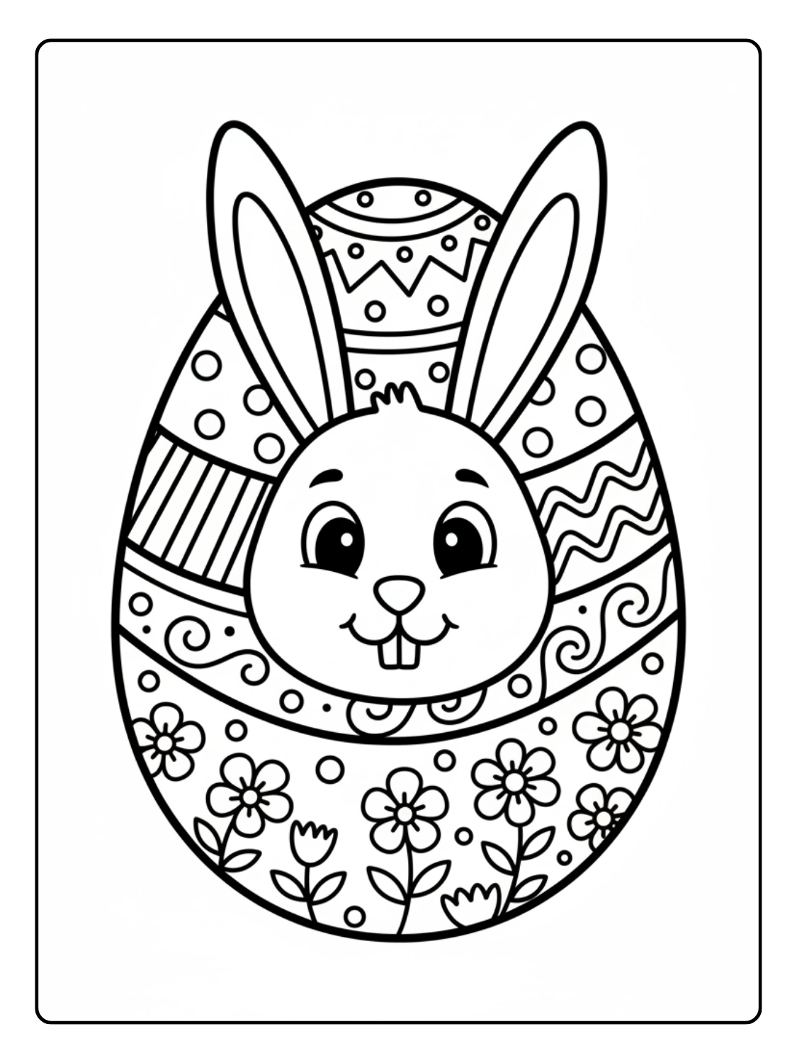 Disegni Uova di Pasqua da Colorare – Uovo con coniglietto