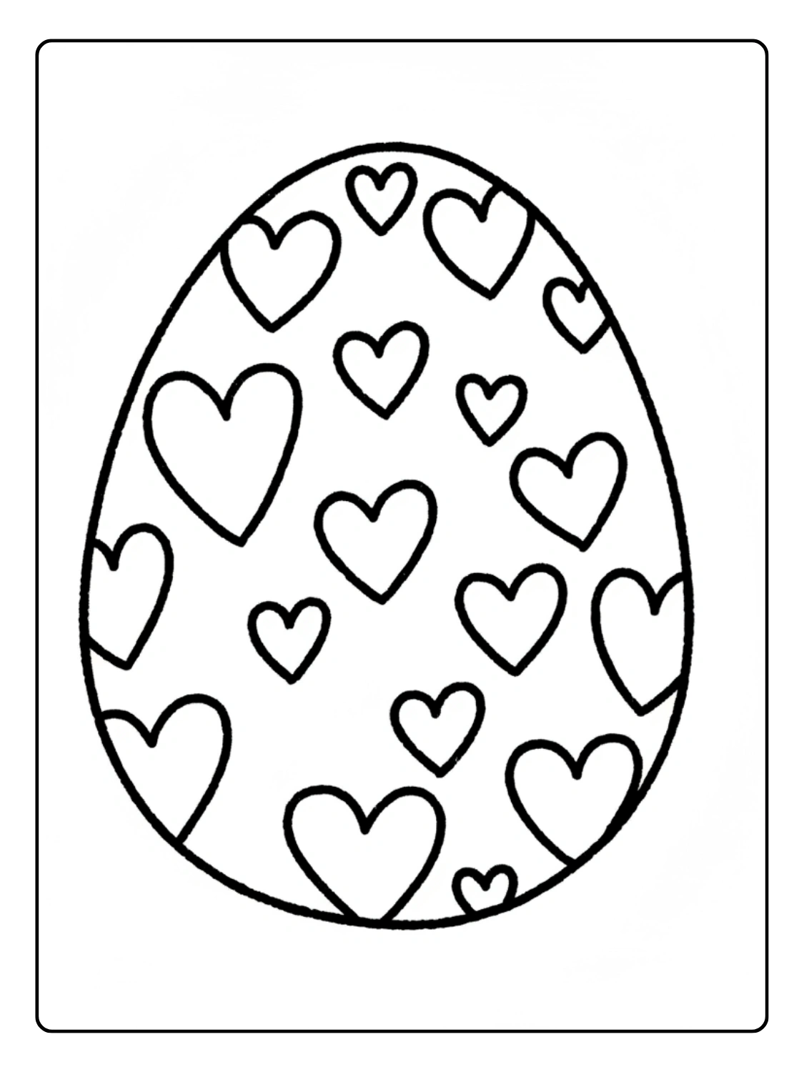 Disegni Uova di Pasqua da Colorare – Uovo con cuori