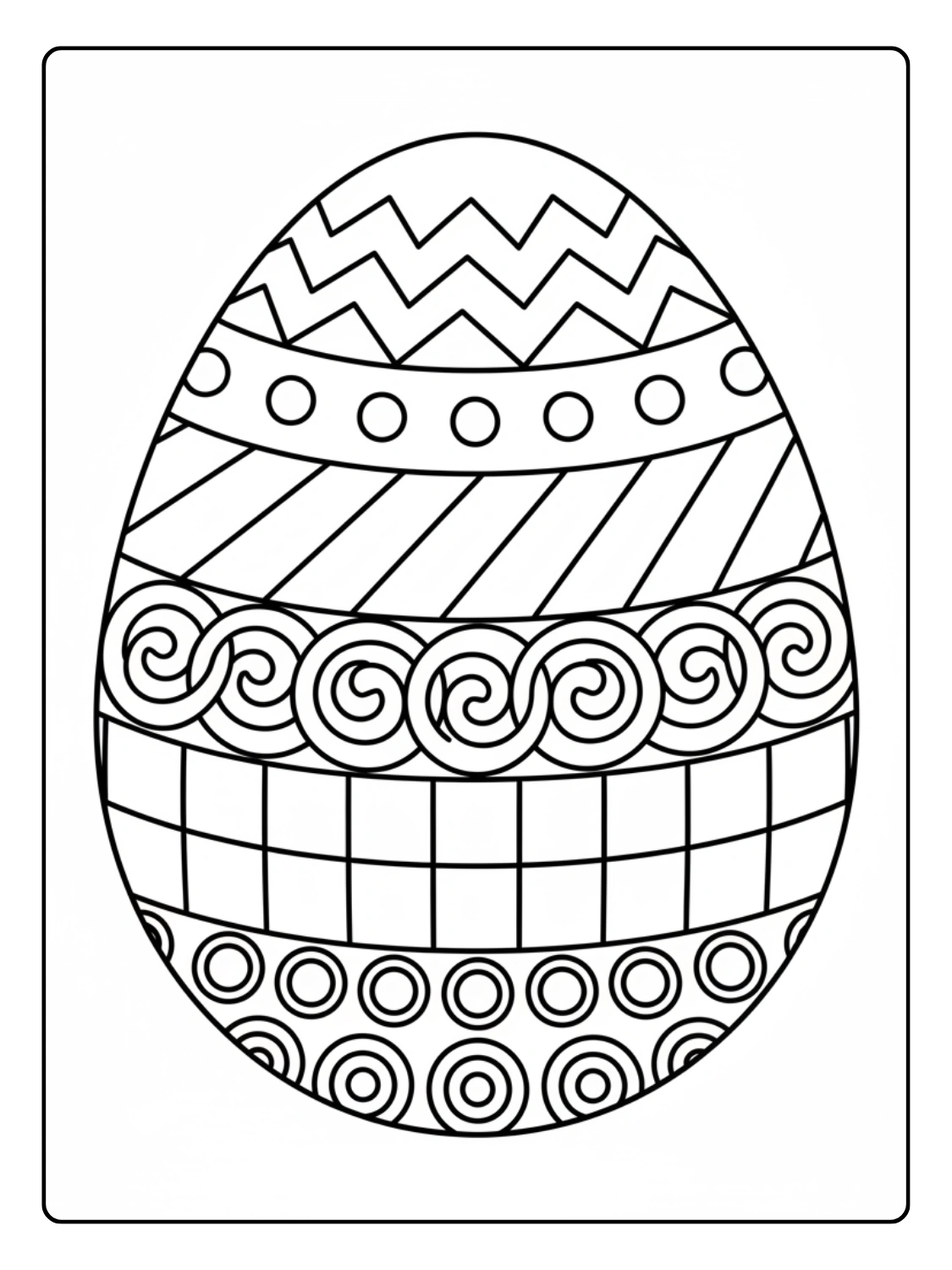 Disegni Uova di Pasqua da Colorare – Uovo con motivi geometrici