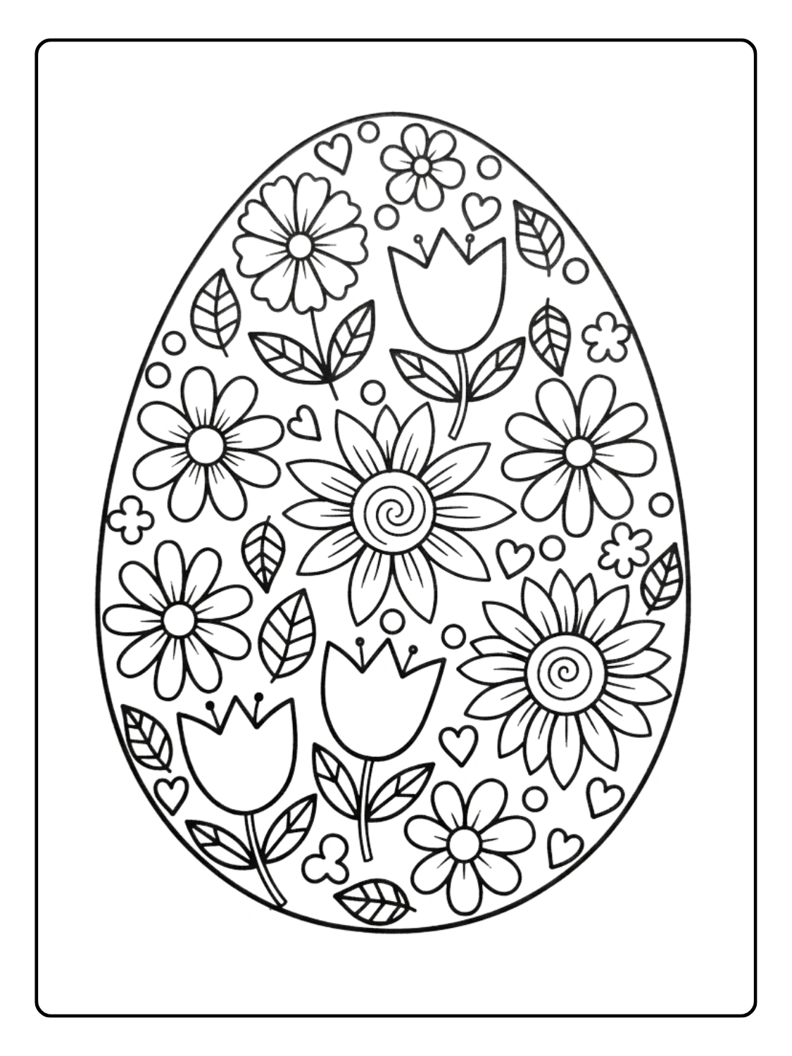 Disegni Uova di Pasqua da Colorare – Uovo decorato con fiori