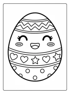 Disegni Uova di Pasqua da Colorare – Uovo kawaii sorridente