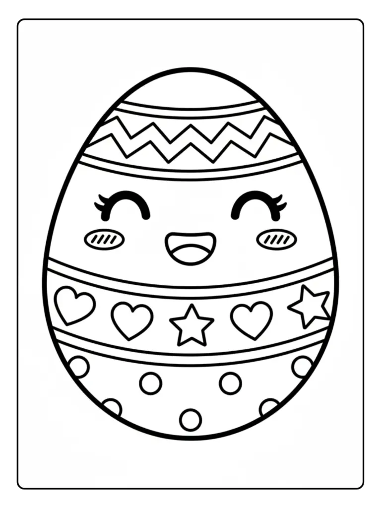 Disegni Uova di Pasqua da Colorare – Uovo kawaii sorridente