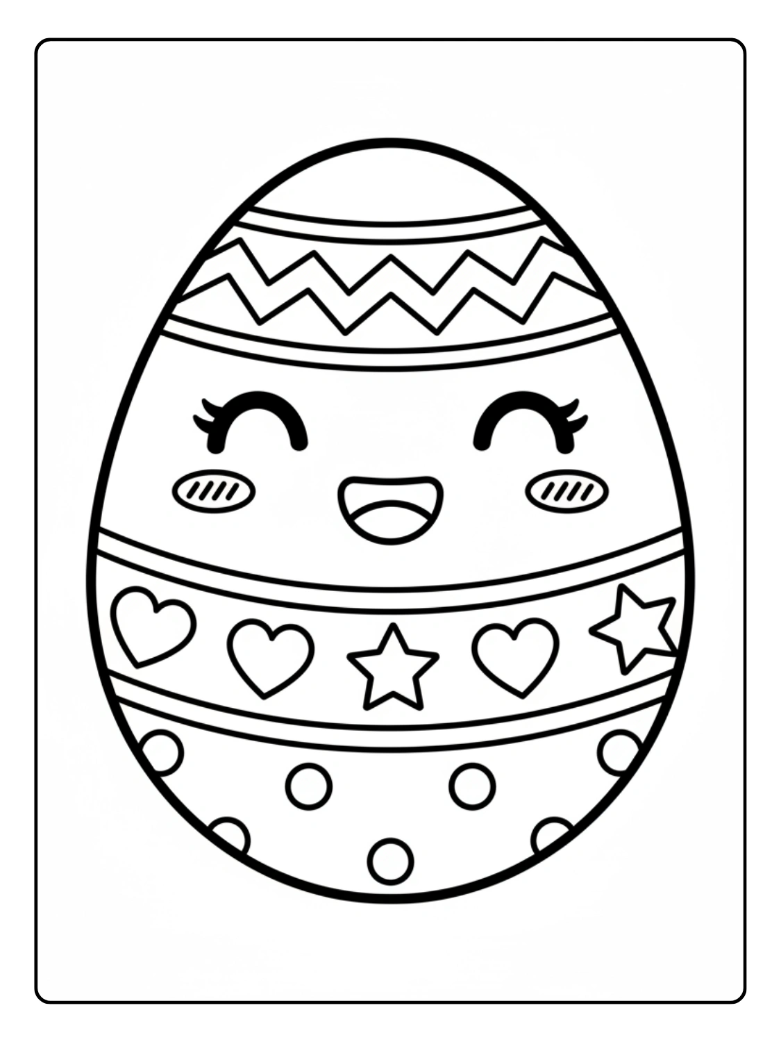 Disegni Uova di Pasqua da Colorare – Uovo kawaii sorridente