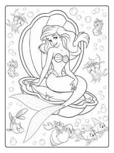 Disegni da Colorare Ariel – Ariel che nuota