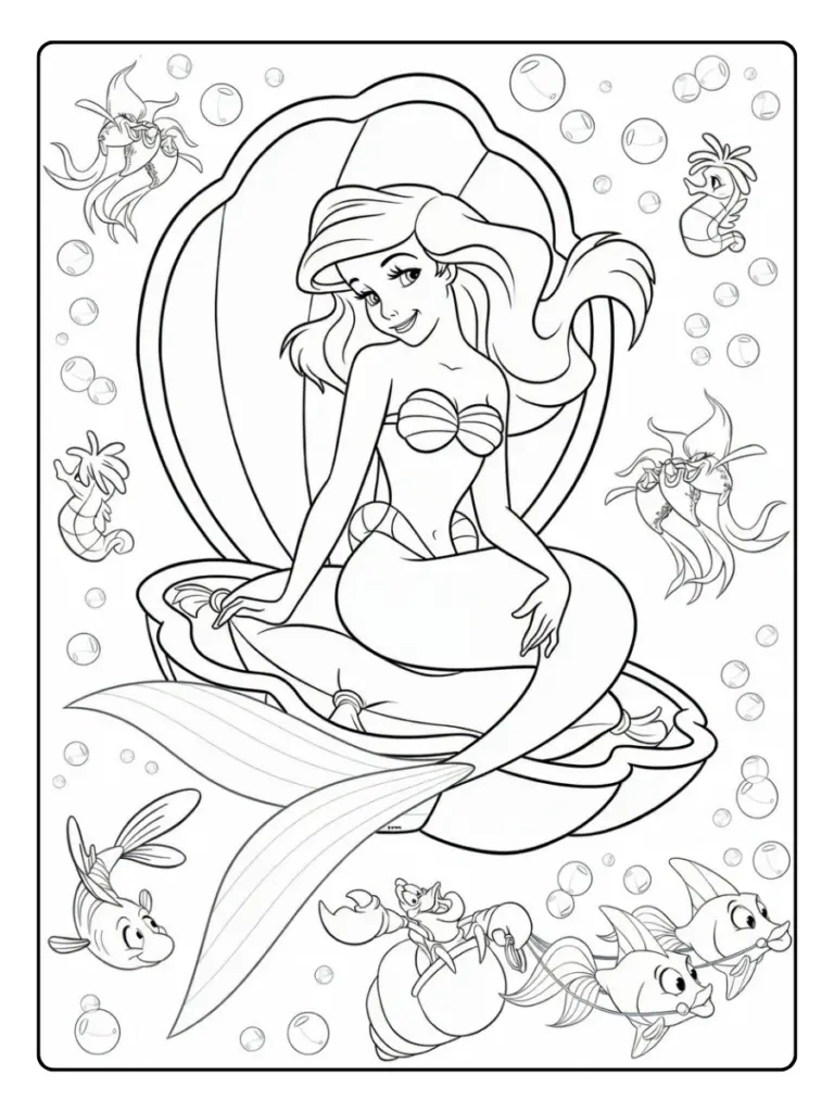 Disegni da Colorare Ariel – Ariel che nuota