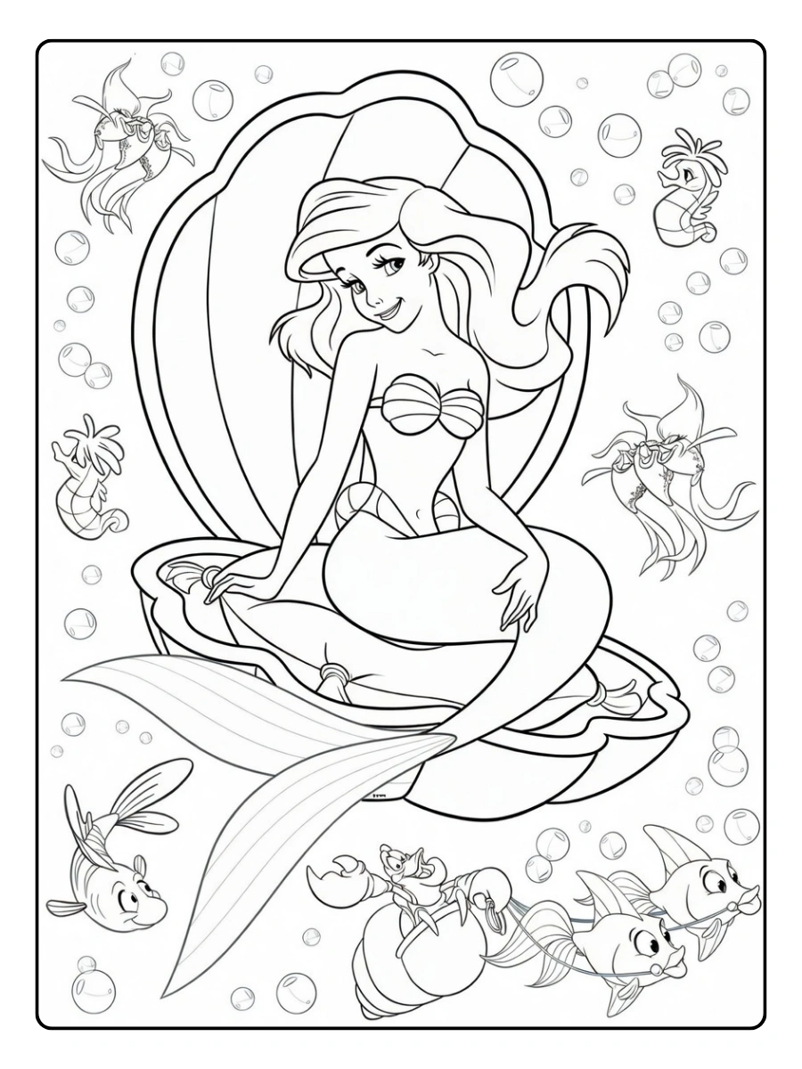 Disegni da Colorare Ariel – Ariel che nuota