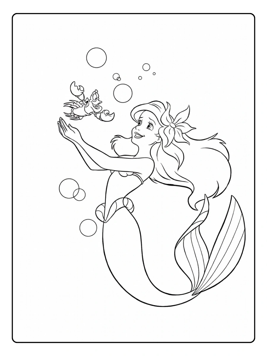 Disegni da Colorare Ariel – Ariel e Sebastian