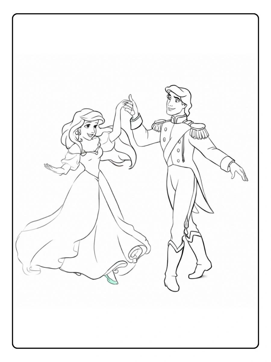 Disegni da Colorare Ariel – Ariel e il principe