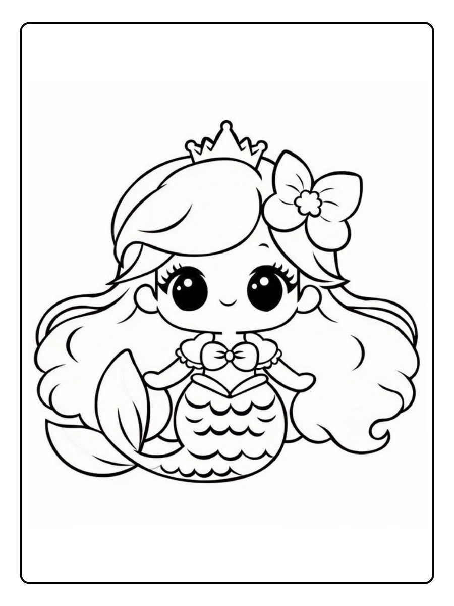 Disegni da Colorare Ariel – Ariel kawaii
