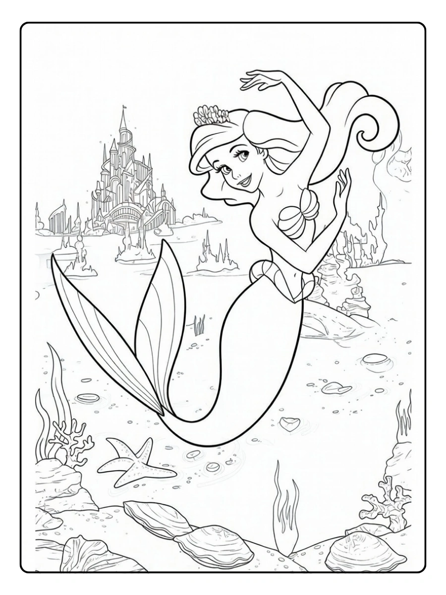 Disegni da Colorare Ariel – Ariel sott’acqua