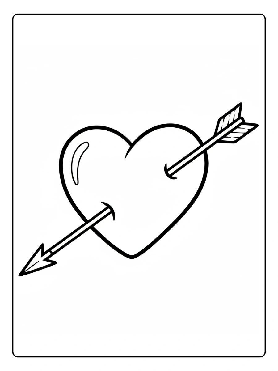 Disegni da Colorare Cuori – Cuore con freccia