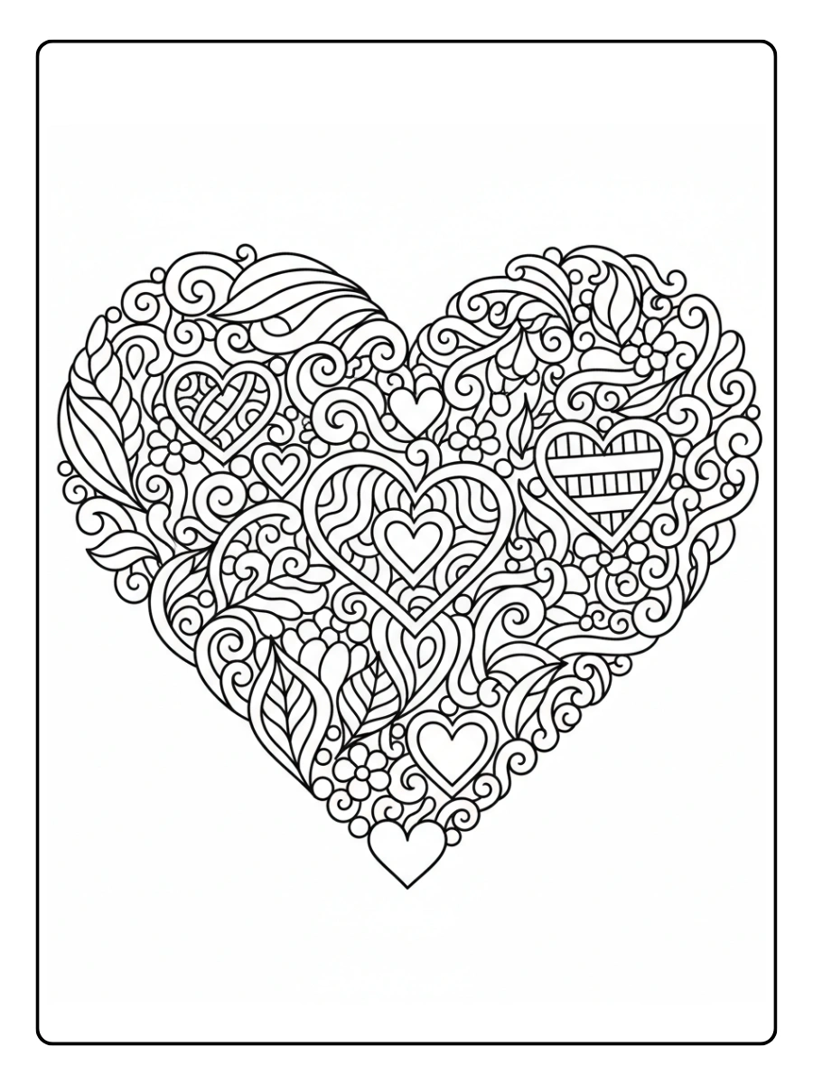 Disegni da Colorare Cuori – Cuore fantasia