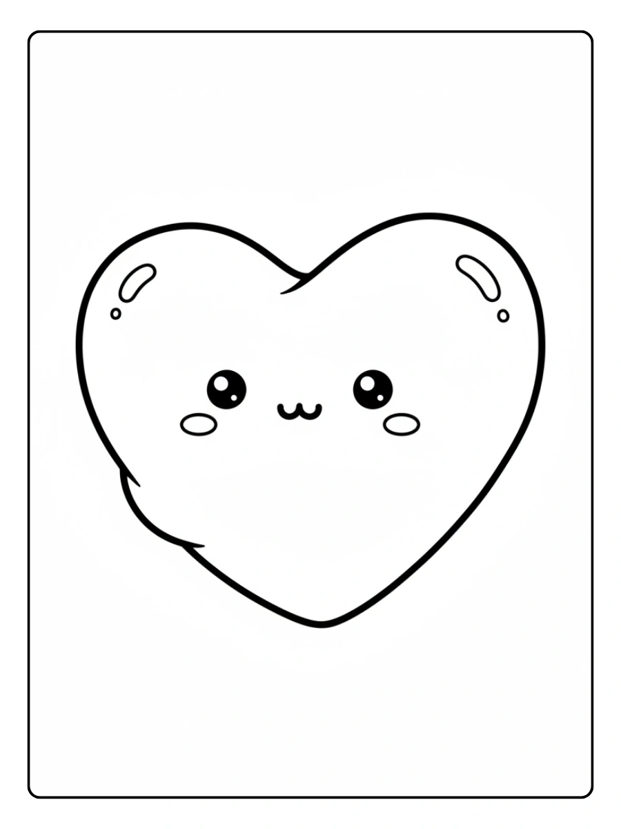 Disegni da Colorare Cuori – Cuore kawaii