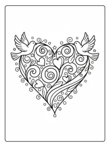 Disegni da Colorare Cuori – Cuore romantico