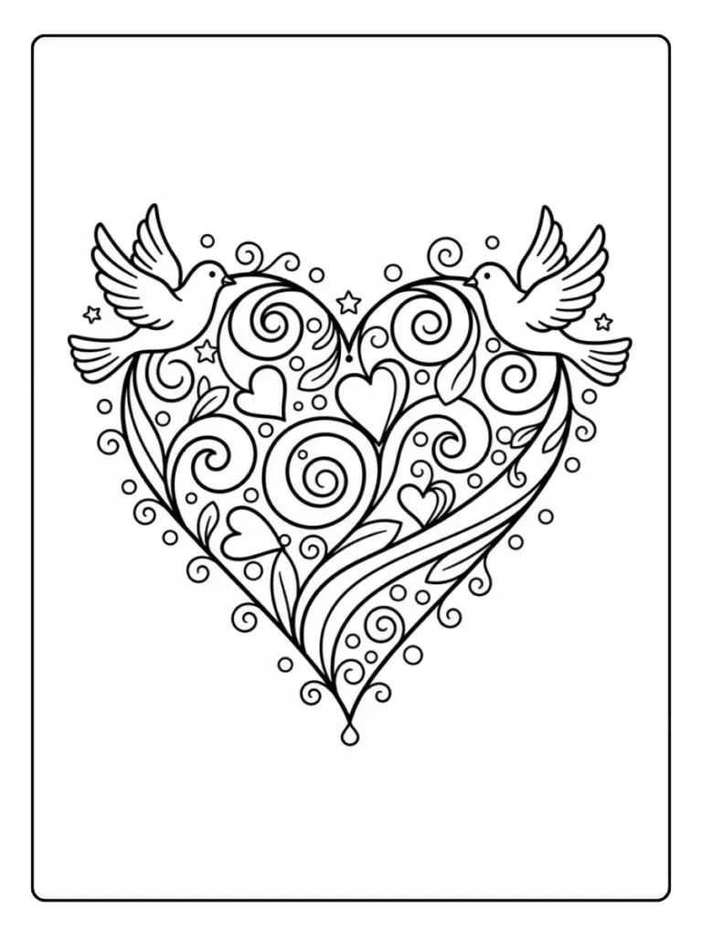 Disegni da Colorare Cuori – Cuore romantico