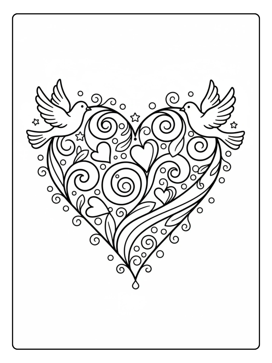 Disegni da Colorare Cuori – Cuore romantico