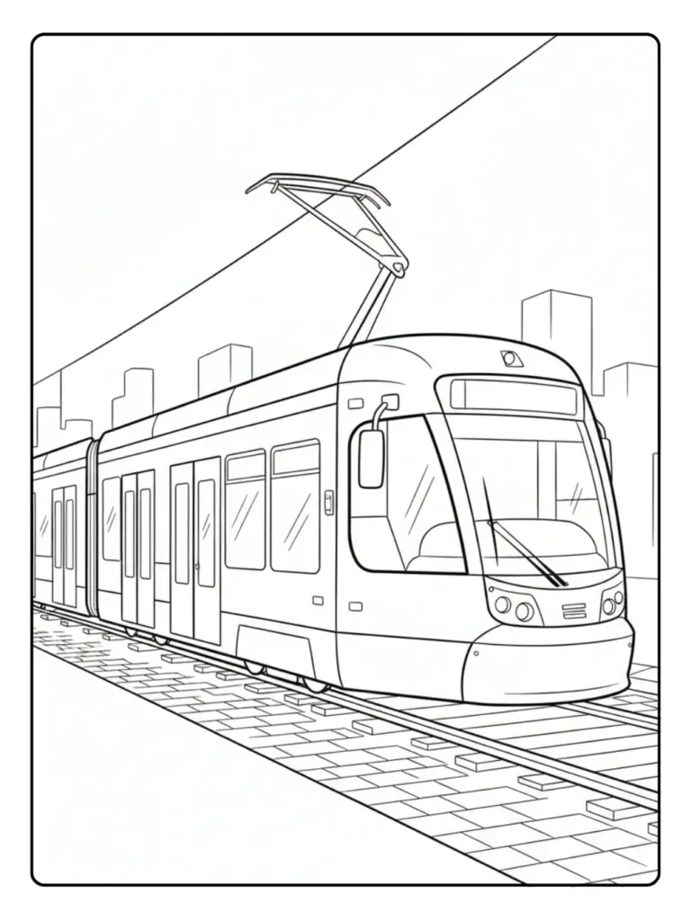 Disegni da Colorare di Veicoli e Macchine – Tram cittadino