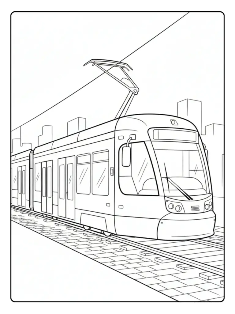 Disegni da Colorare di Veicoli e Macchine – Tram cittadino