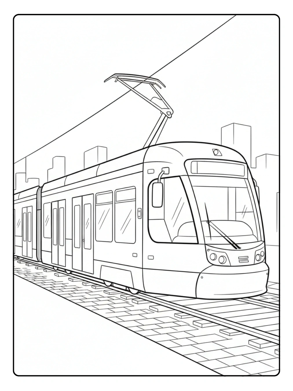 Disegni da Colorare di Veicoli e Macchine – Tram cittadino