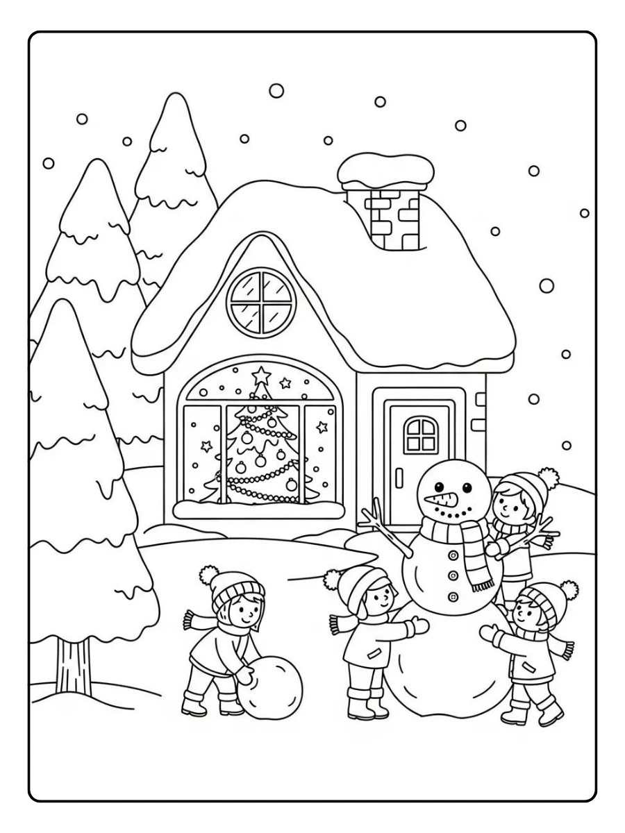 Disegni da colorare inverno facile