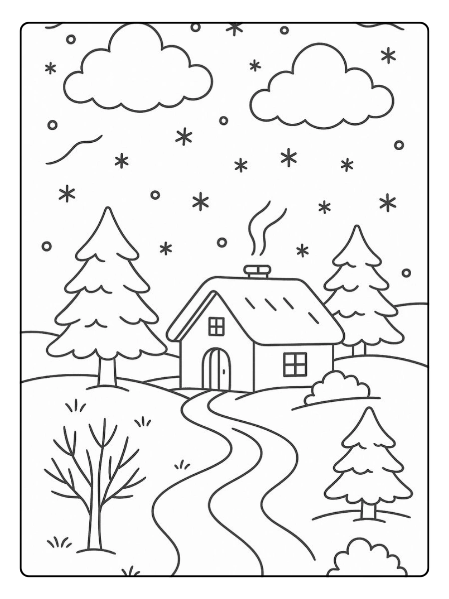 Disegni da colorare inverno montagna