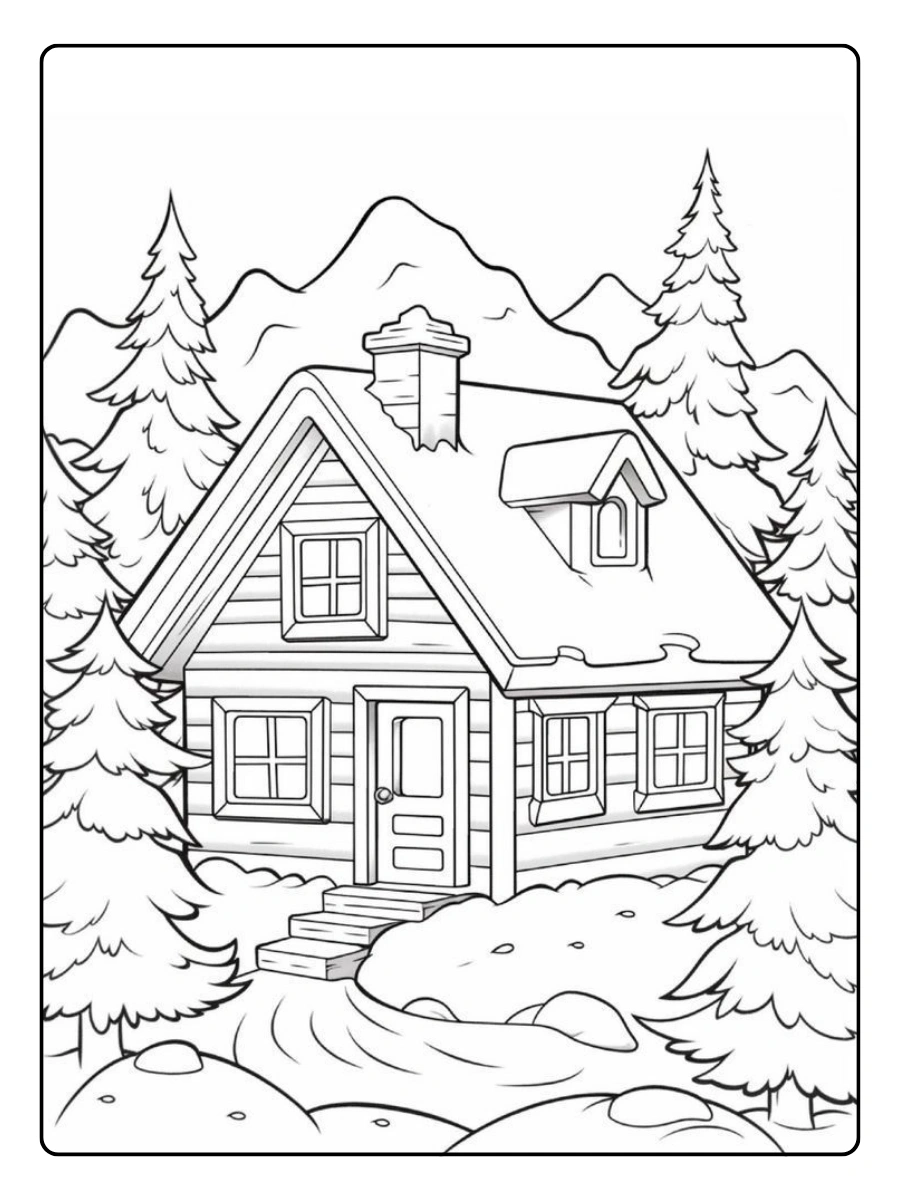 Disegni da colorare paesaggio invernale