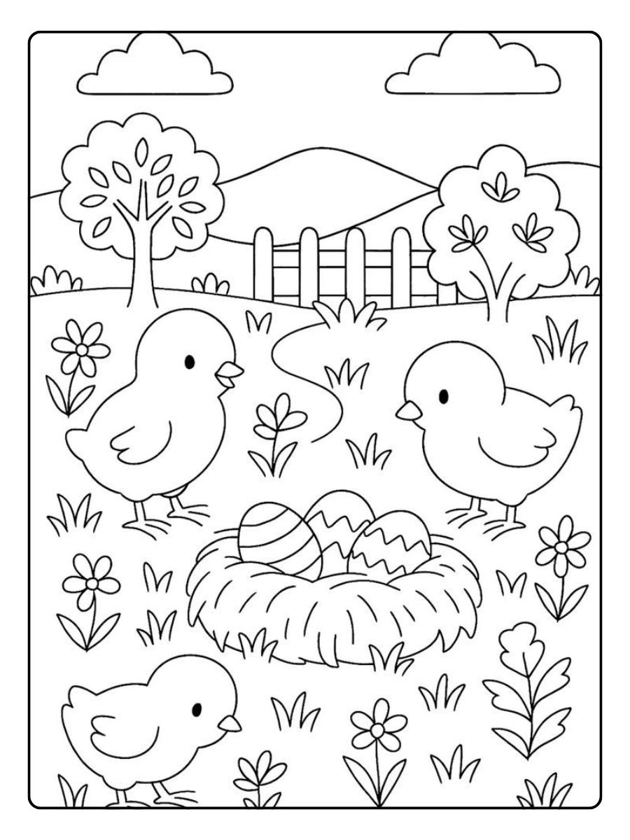 Disegni da colorare primavera paesaggio